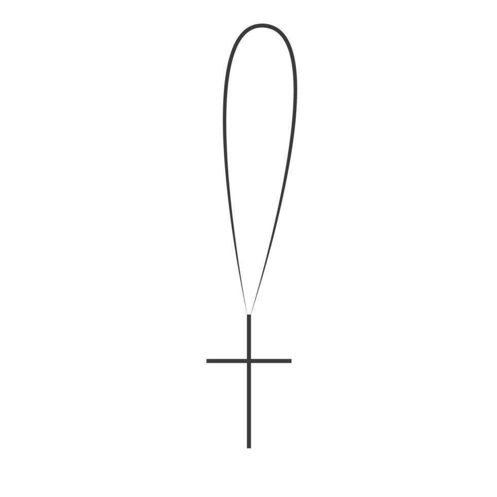 Cross on a Chain Simple Vector Illustration in Doodle Style