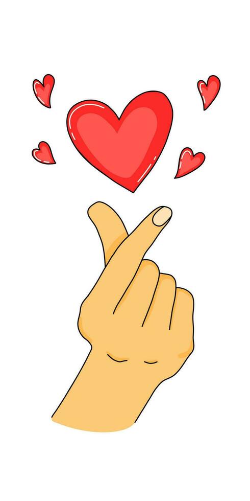 Gesture Fingers Heart and Love Vector Illustration