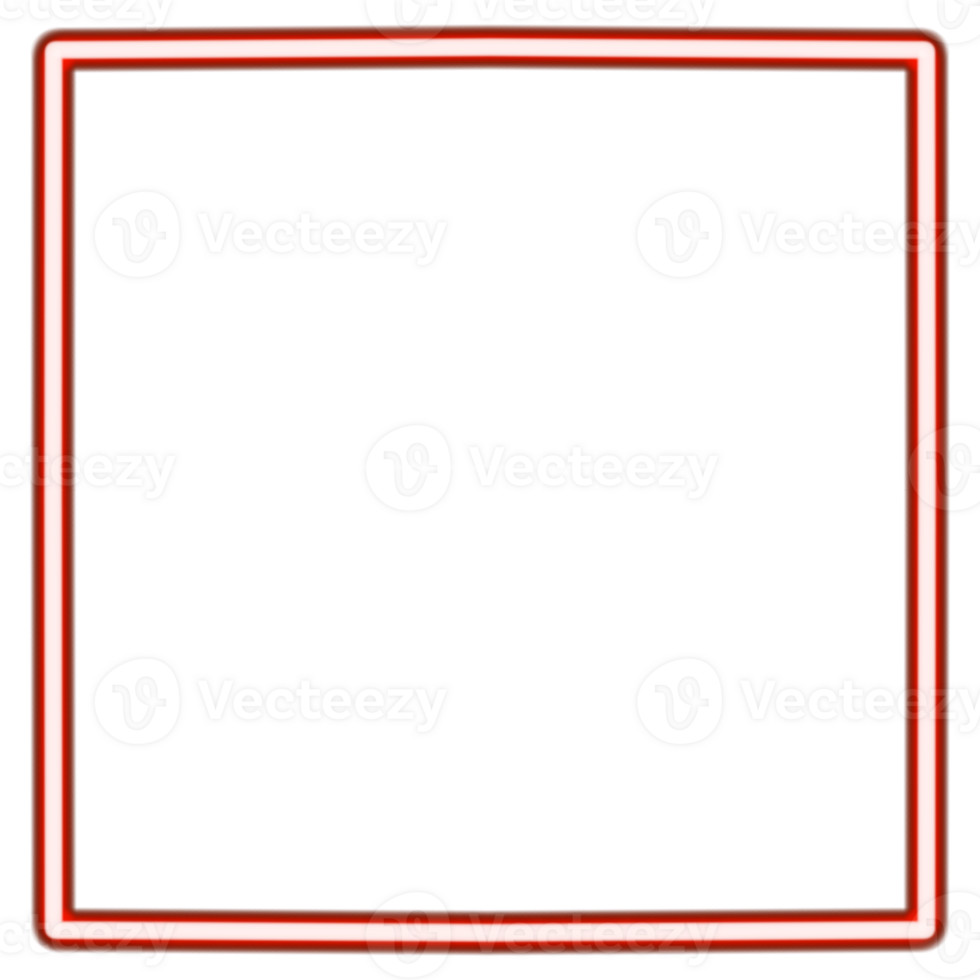 Glowing neon square for your decoration. Neon light, square frame, blank space for text, ultraviolet spectrum. png