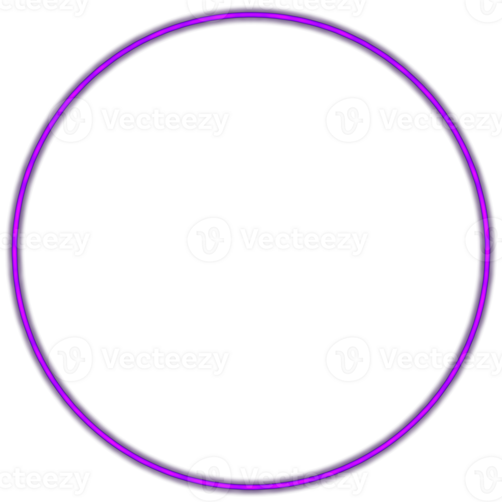 Glowing neon circle for your decoration. Neon light, round frame, blank space for text, ultraviolet spectrum, ring symbol, halo. png