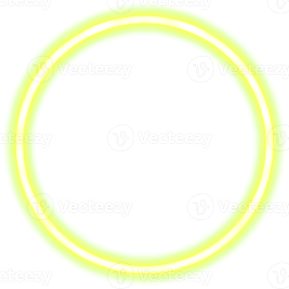 Glowing neon circle for your decoration. Neon light, round frame, blank space for text, ultraviolet spectrum, ring symbol, halo. png