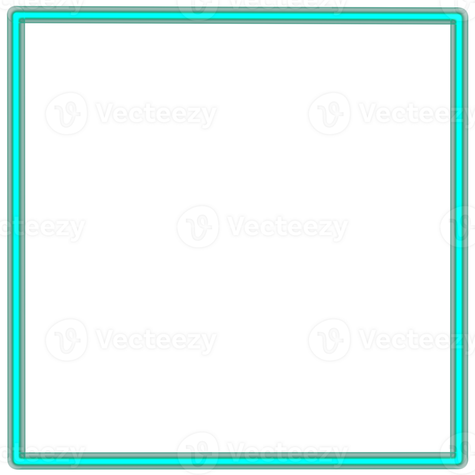 Glowing neon square for your decoration. Neon light, square frame, blank space for text, ultraviolet spectrum. png