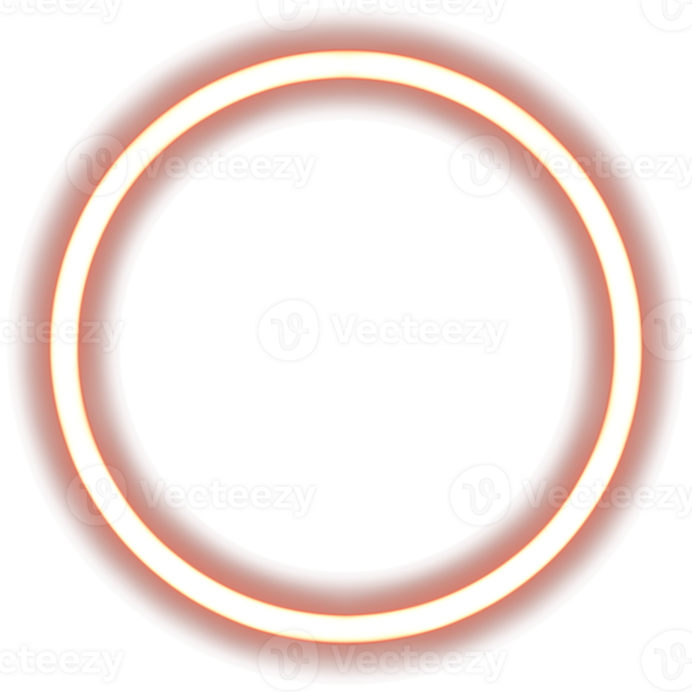 lysande neon cirkel för din dekoration. neon ljus, runda ram, tom Plats för text, ultraviolett spektrum, ringa symbol, halo. png