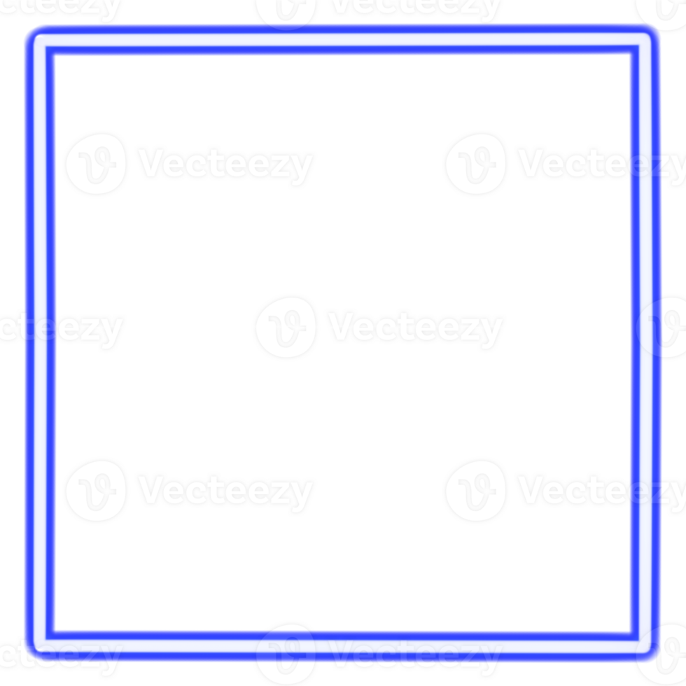 Glowing neon square for your decoration. Neon light, square frame, blank space for text, ultraviolet spectrum. png