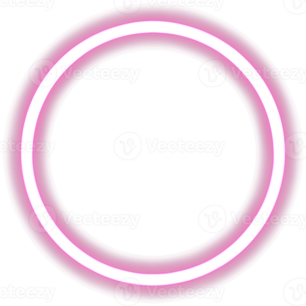 Glowing neon circle for your decoration. Neon light, round frame, blank space for text, ultraviolet spectrum, ring symbol, halo. png