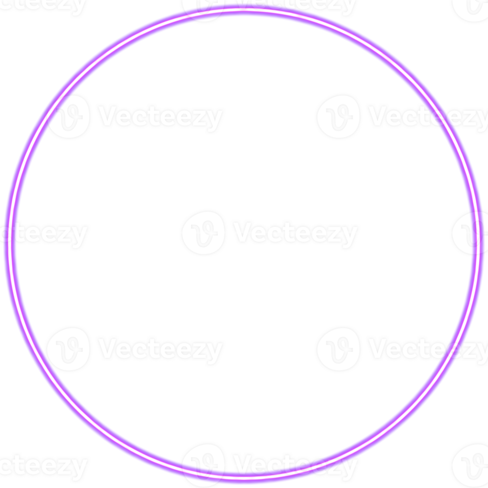 Glowing neon circle for your decoration. Neon light, round frame, blank space for text, ultraviolet spectrum, ring symbol, halo. png