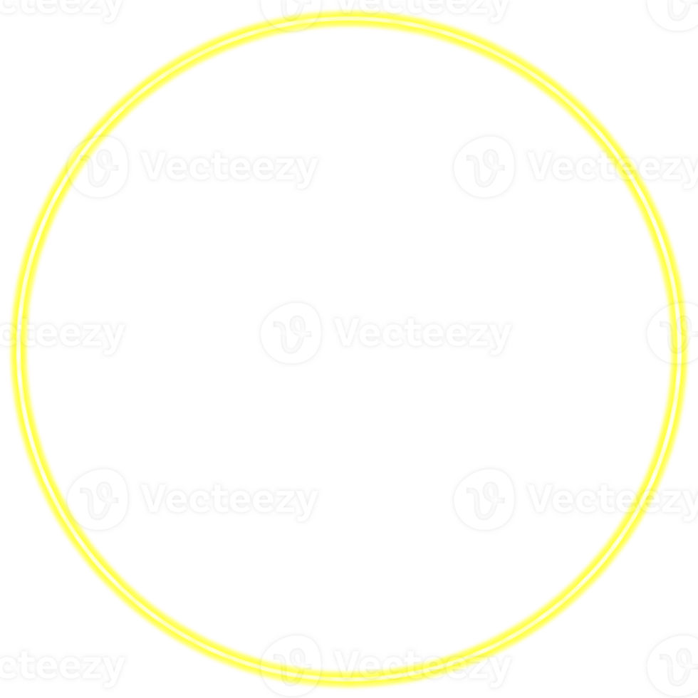 Glowing neon circle for your decoration. Neon light, round frame, blank space for text, ultraviolet spectrum, ring symbol, halo. png