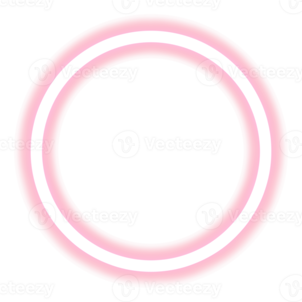 Glowing neon circle for your decoration. Neon light, round frame, blank space for text, ultraviolet spectrum, ring symbol, halo. png