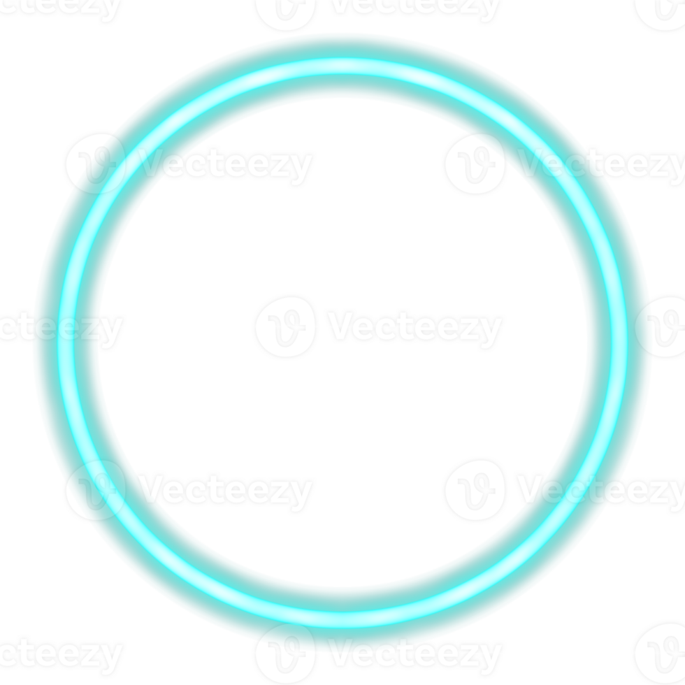 Glowing neon circle for your decoration. Neon light, round frame, blank space for text, ultraviolet spectrum, ring symbol, halo. png