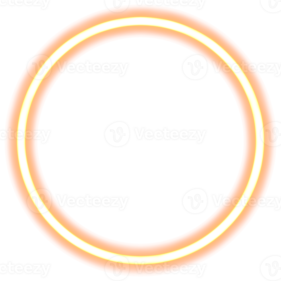 Glowing neon circle for your decoration. Neon light, round frame, blank space for text, ultraviolet spectrum, ring symbol, halo. png