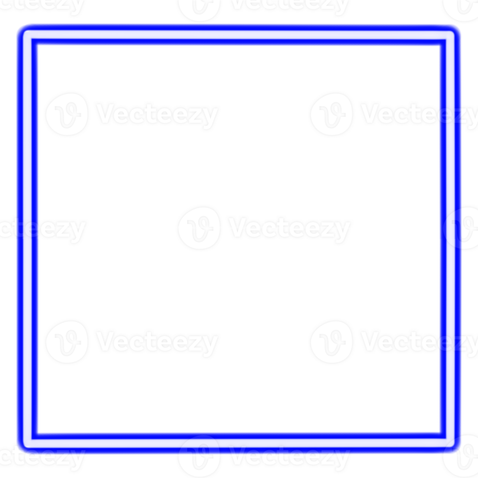 Glowing neon square for your decoration. Neon light, square frame, blank space for text, ultraviolet spectrum. png