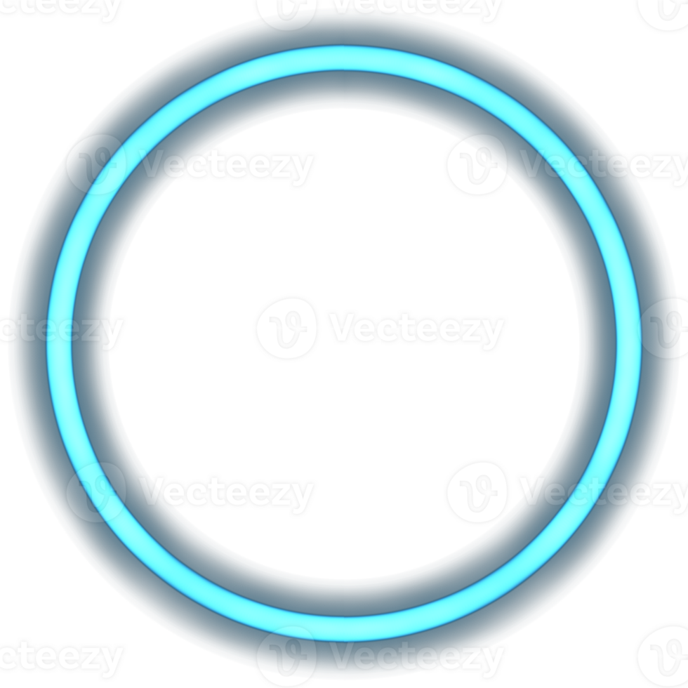 Glowing neon circle for your decoration. Neon light, round frame, blank space for text, ultraviolet spectrum, ring symbol, halo. png
