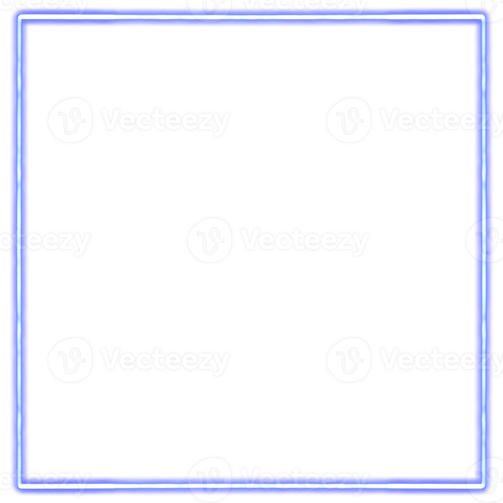 Glowing neon square for your decoration. Neon light, square frame, blank space for text, ultraviolet spectrum. png