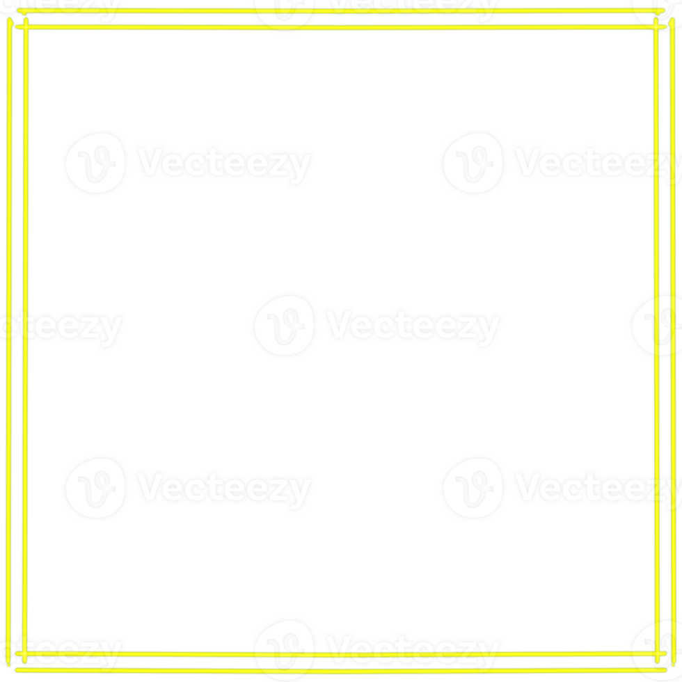 Glowing neon square for your decoration. Neon light, square frame, blank space for text, ultraviolet spectrum. png
