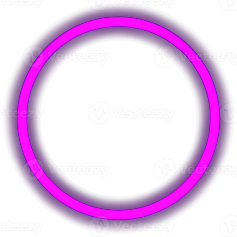 Glowing neon circle for your decoration. Neon light, round frame, blank space for text, ultraviolet spectrum, ring symbol, halo. png