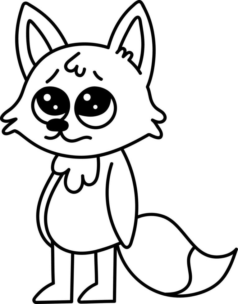 Children's coloring book Cute Little fox. Coloring book Fox. Vector black and white illustration.Vector image formats. Task on the page with sketches for children