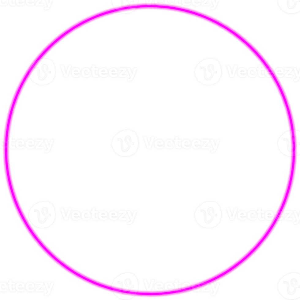 Glowing neon circle for your decoration. Neon light, round frame, blank space for text, ultraviolet spectrum, ring symbol, halo. png