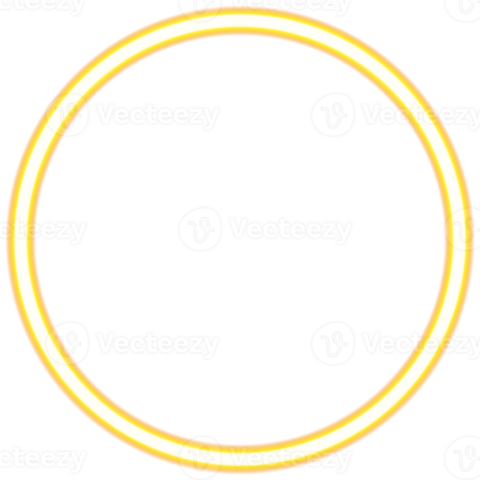 Glowing neon circle for your decoration. Neon light, round frame, blank space for text, ultraviolet spectrum, ring symbol, halo. png