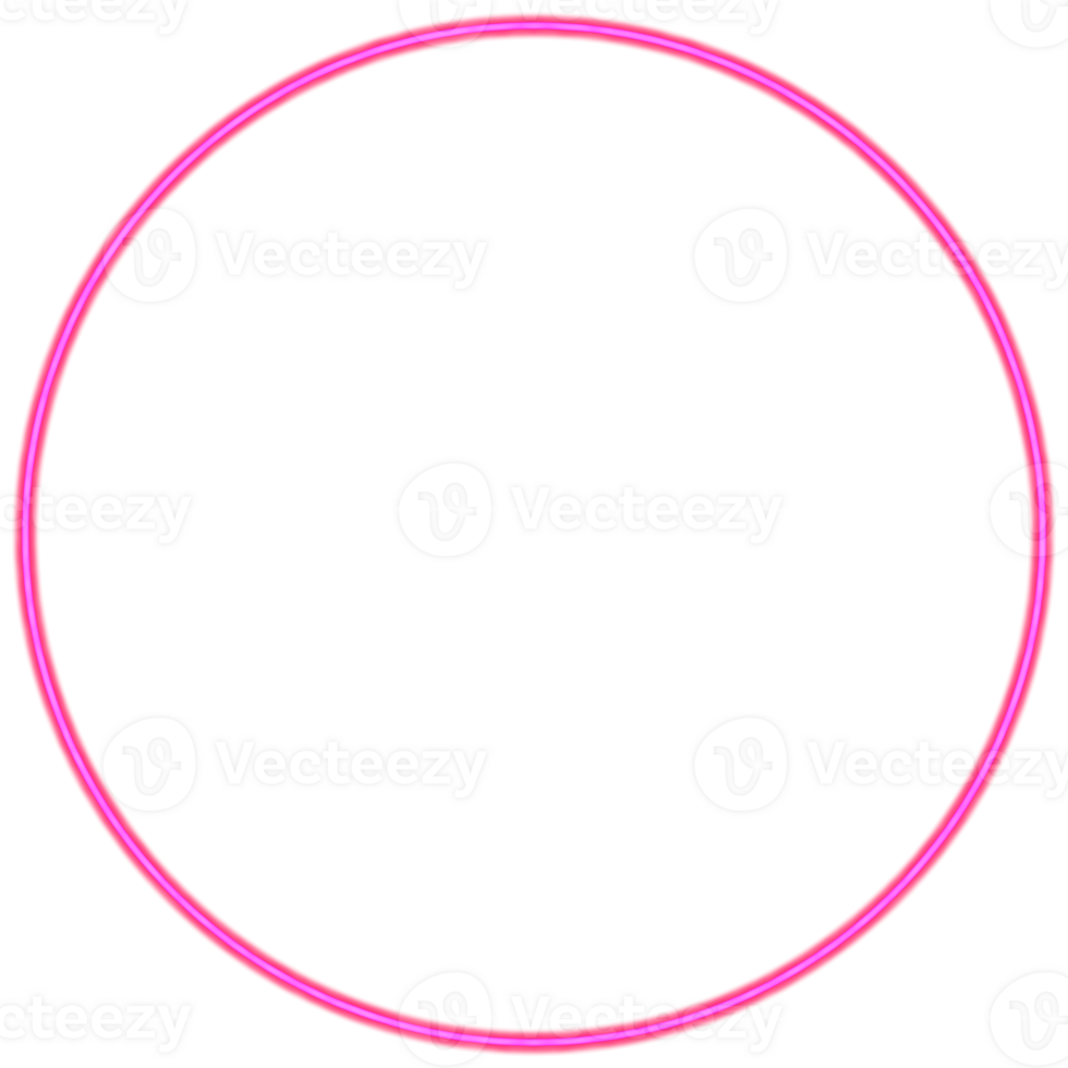 Glowing neon circle for your decoration. Neon light, round frame, blank space for text, ultraviolet spectrum, ring symbol, halo. png