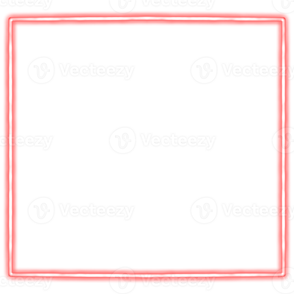 Glowing neon square for your decoration. Neon light, square frame, blank space for text, ultraviolet spectrum. png