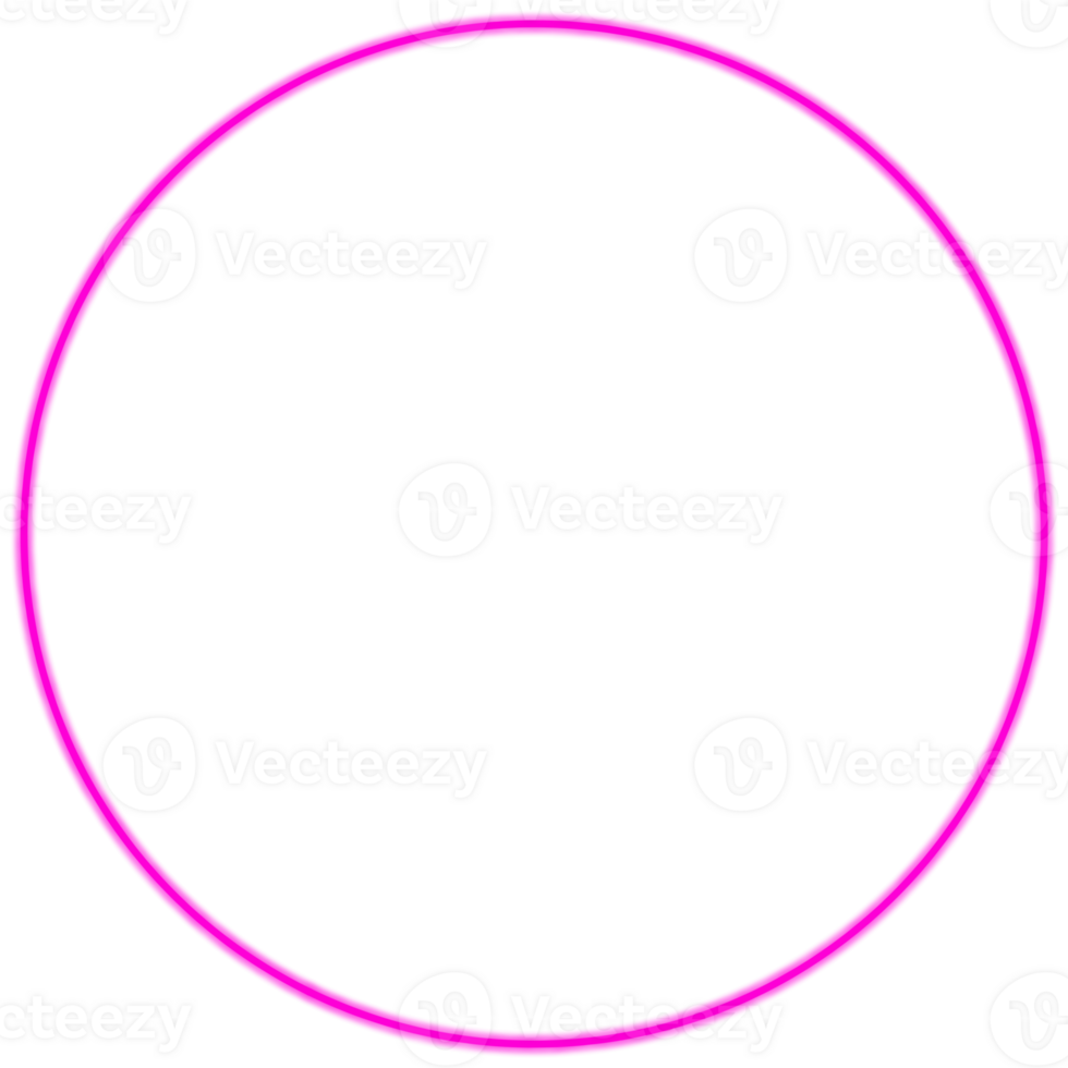 Glowing neon circle for your decoration. Neon light, round frame, blank space for text, ultraviolet spectrum, ring symbol, halo. png