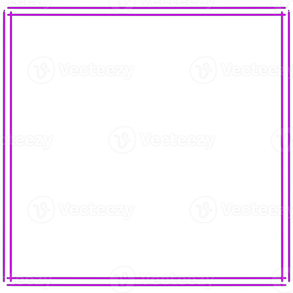Glowing neon square for your decoration. Neon light, square frame, blank space for text, ultraviolet spectrum. png