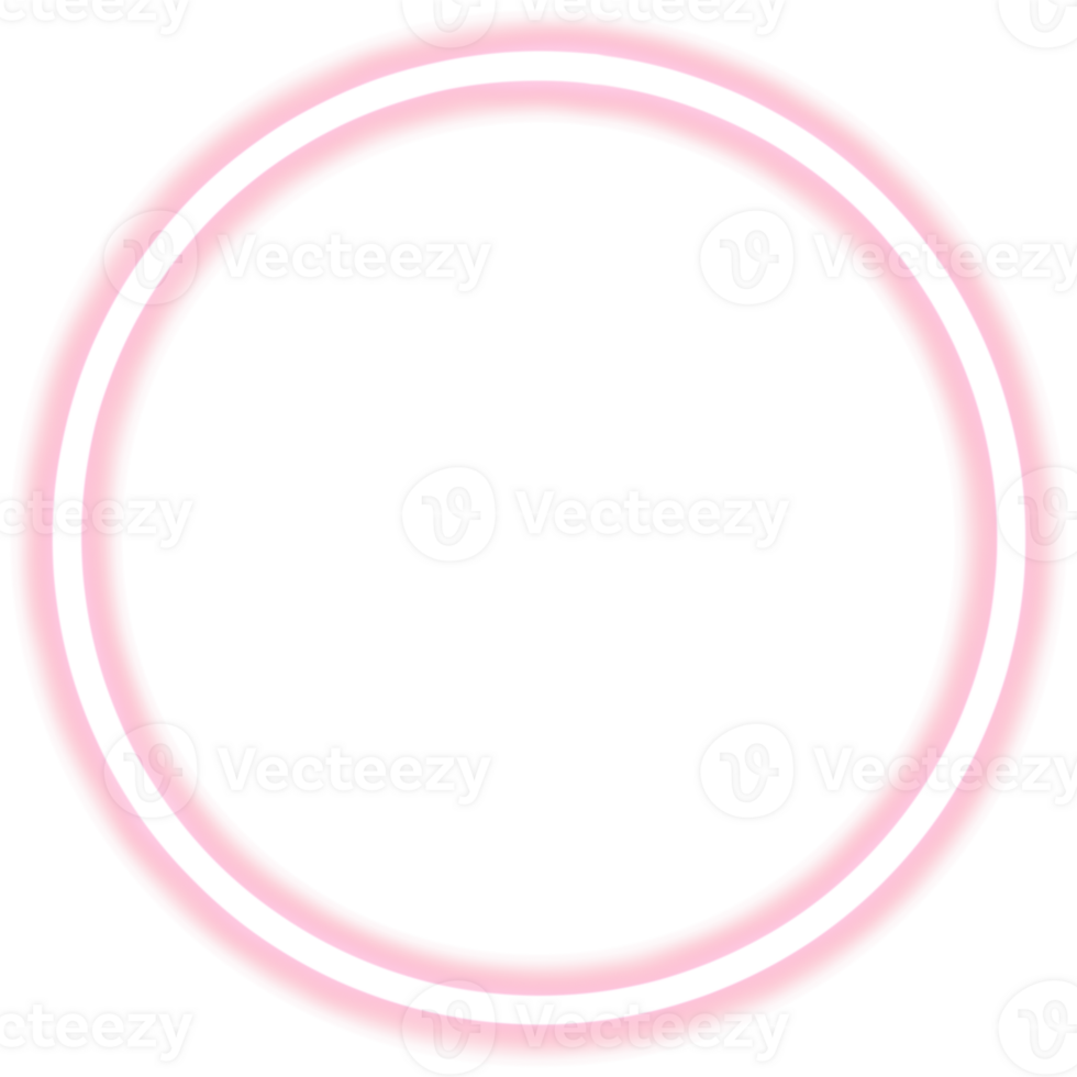 Glowing neon circle for your decoration. Neon light, round frame, blank space for text, ultraviolet spectrum, ring symbol, halo. png