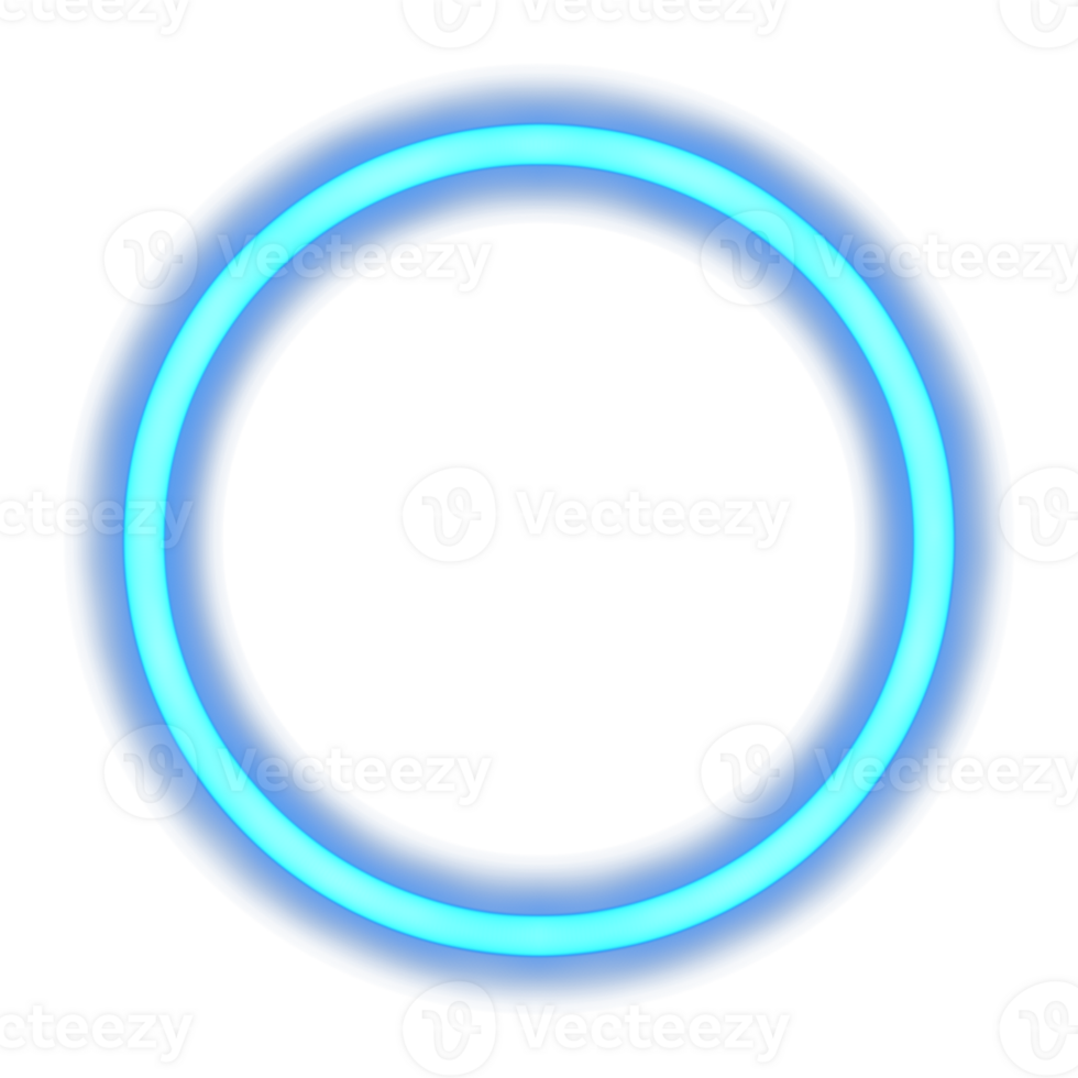 Glowing neon circle for your decoration. Neon light, round frame, blank space for text, ultraviolet spectrum, ring symbol, halo. png