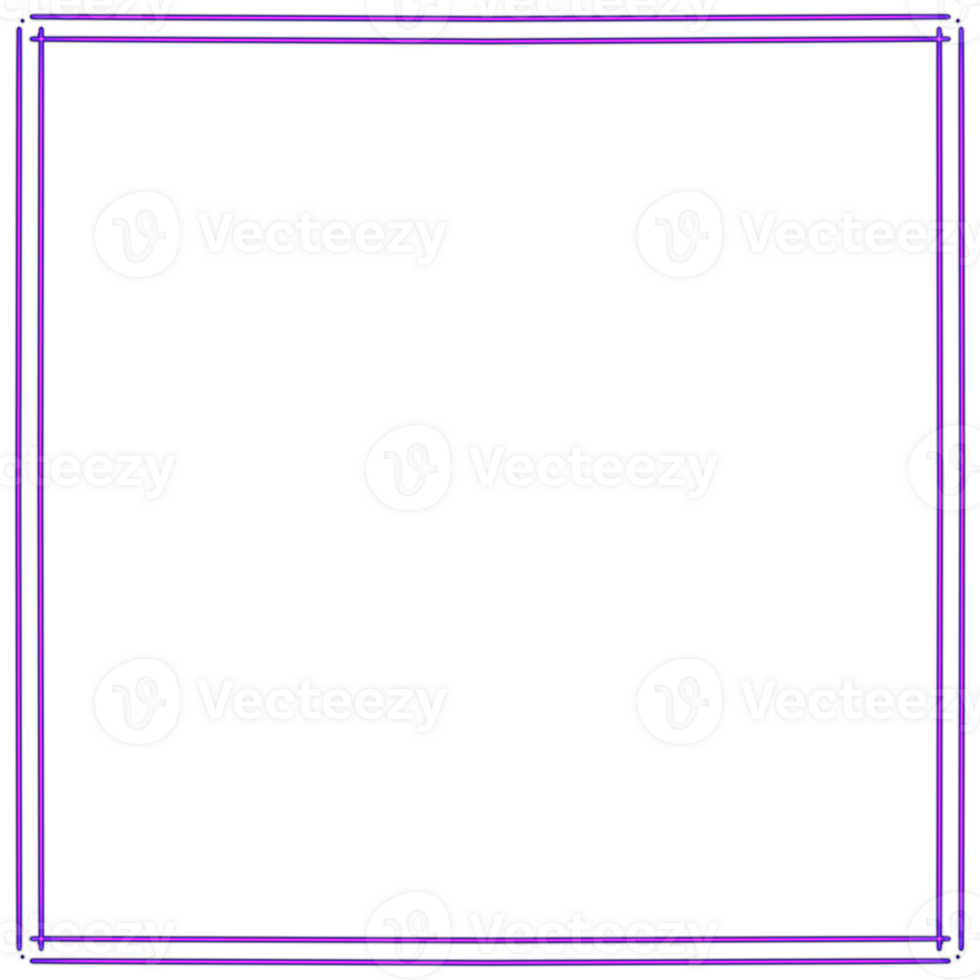 Glowing neon square for your decoration. Neon light, square frame, blank space for text, ultraviolet spectrum. png