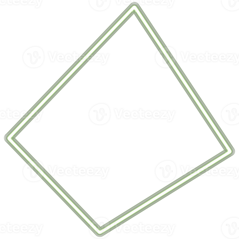 lysande neon fyrkant för din dekoration. neon ljus, fyrkant ram, tom Plats för text, ultraviolett spektrum. png