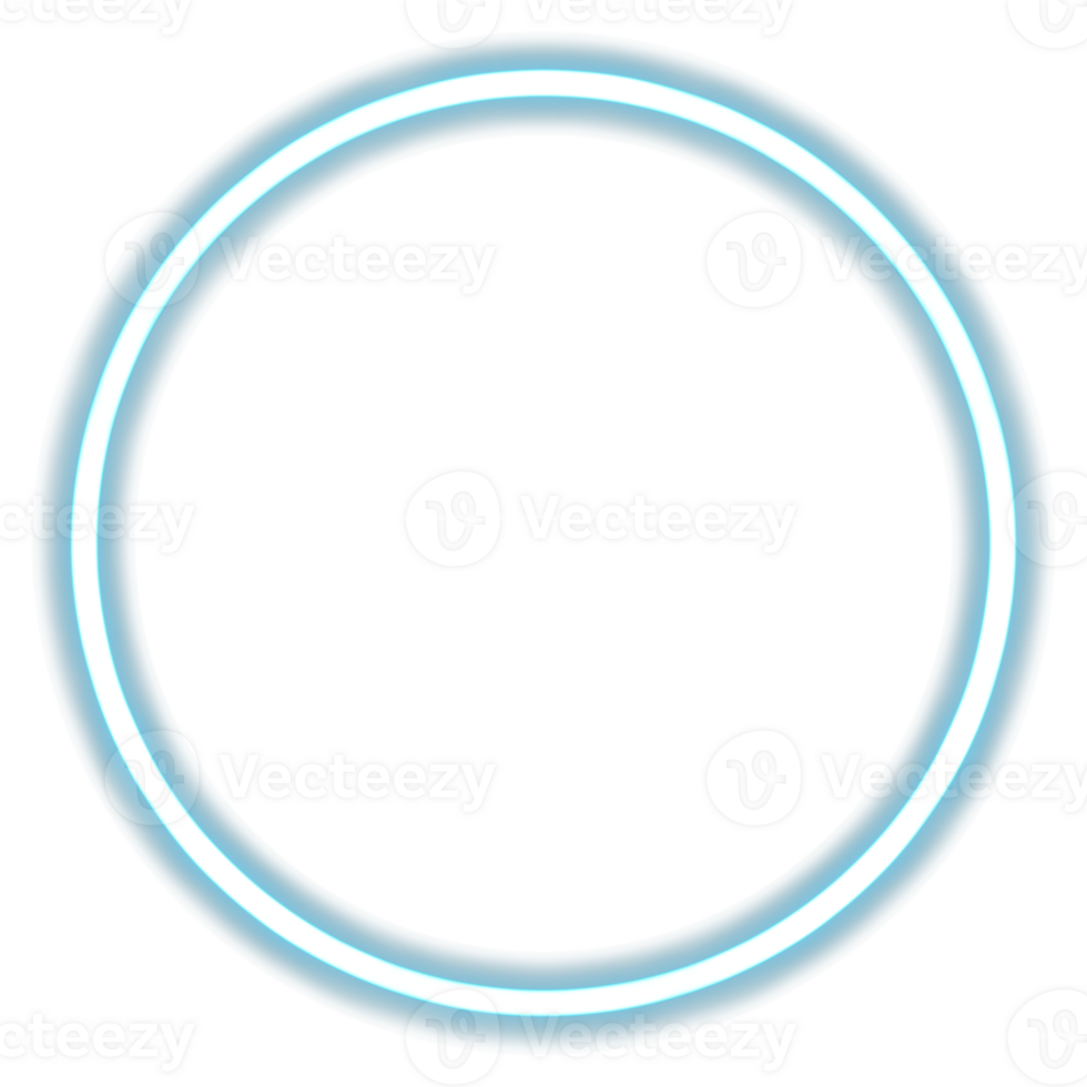 Glowing neon circle for your decoration. Neon light, round frame, blank space for text, ultraviolet spectrum, ring symbol, halo. png