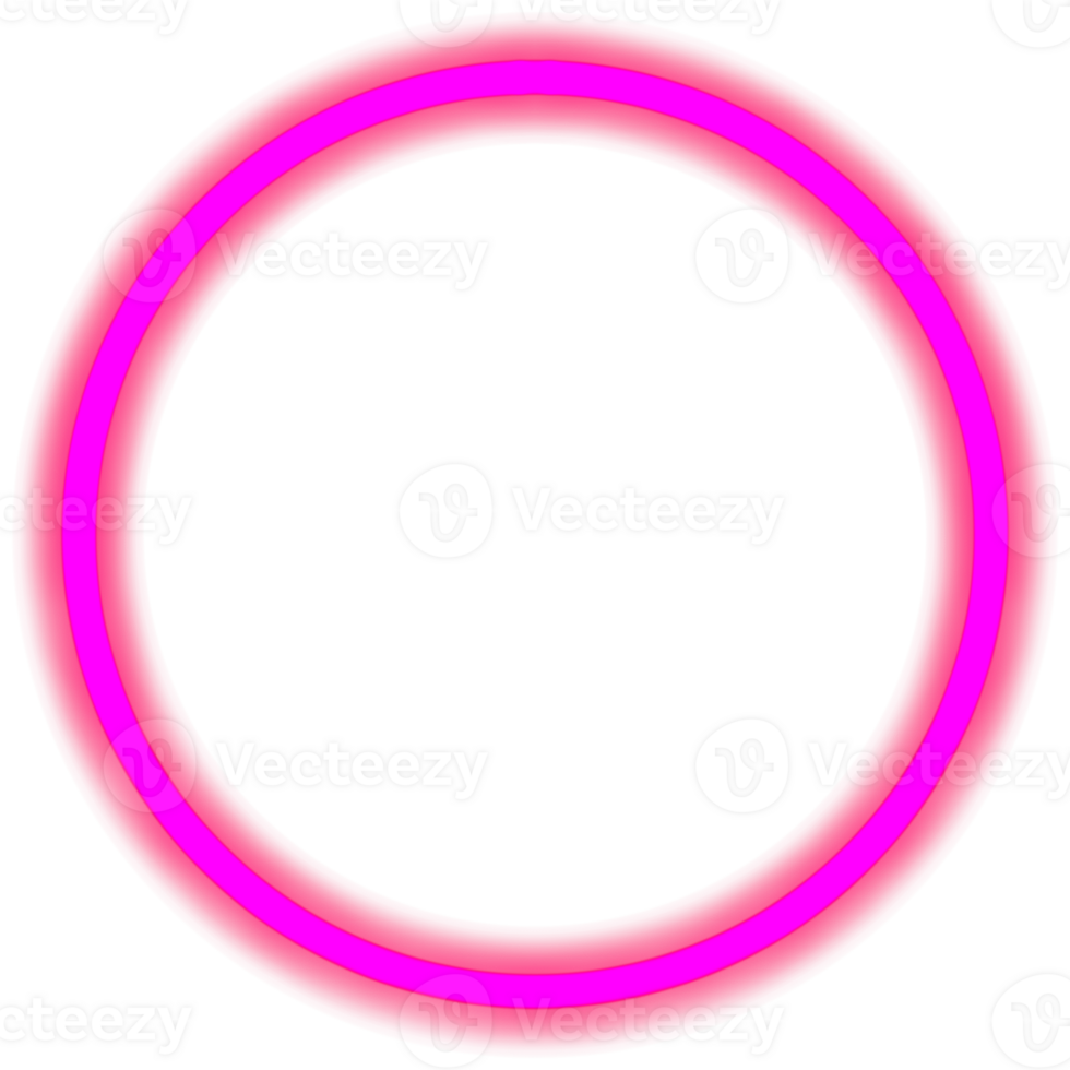 Glowing neon circle for your decoration. Neon light, round frame, blank space for text, ultraviolet spectrum, ring symbol, halo. png