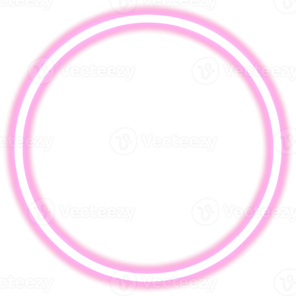 Glowing neon circle for your decoration. Neon light, round frame, blank space for text, ultraviolet spectrum, ring symbol, halo. png