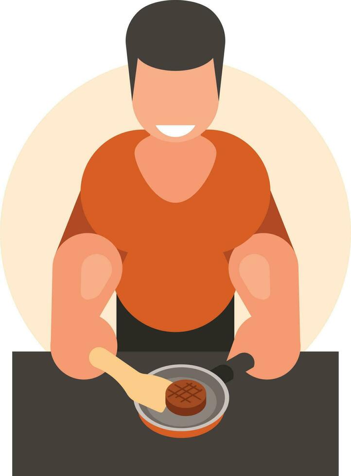 hombre preparando un chuleta, aislado antecedentes. vector