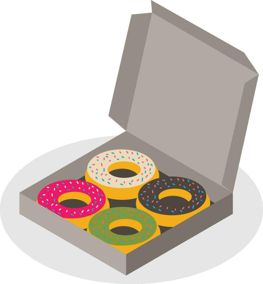 Donuts In A Box, Isolated Background. vector