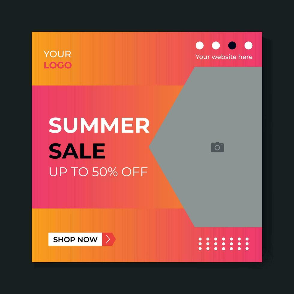 Summer sale social media post template vector