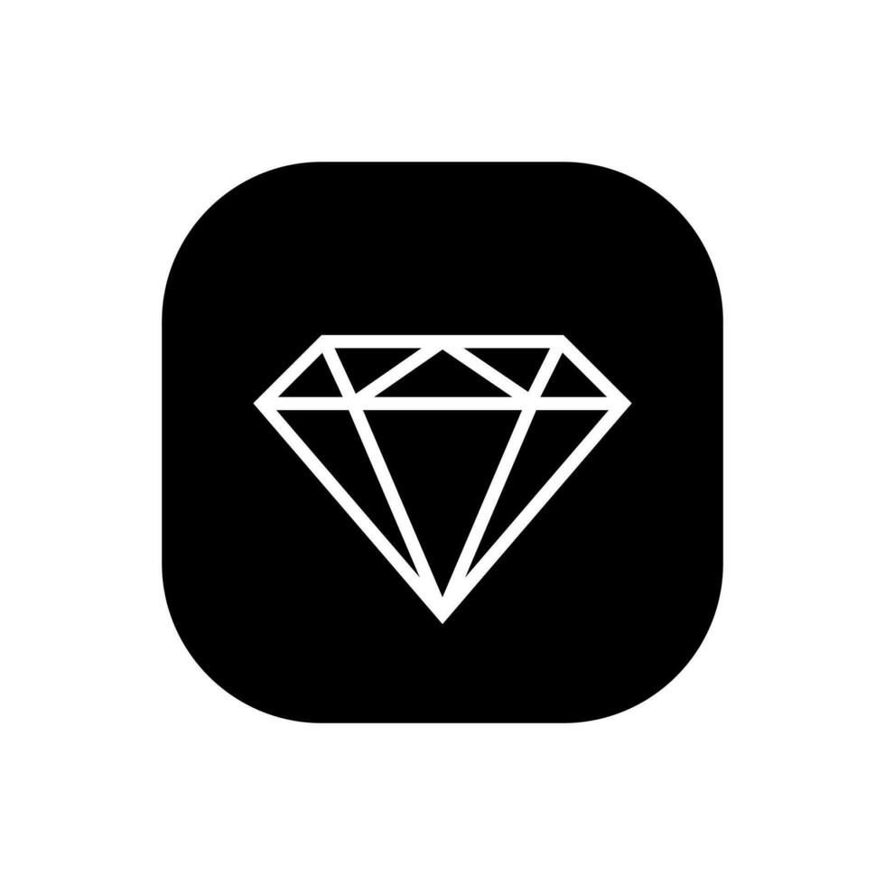 Diamond, gem icon vector isolated on square background. Precious stone concept