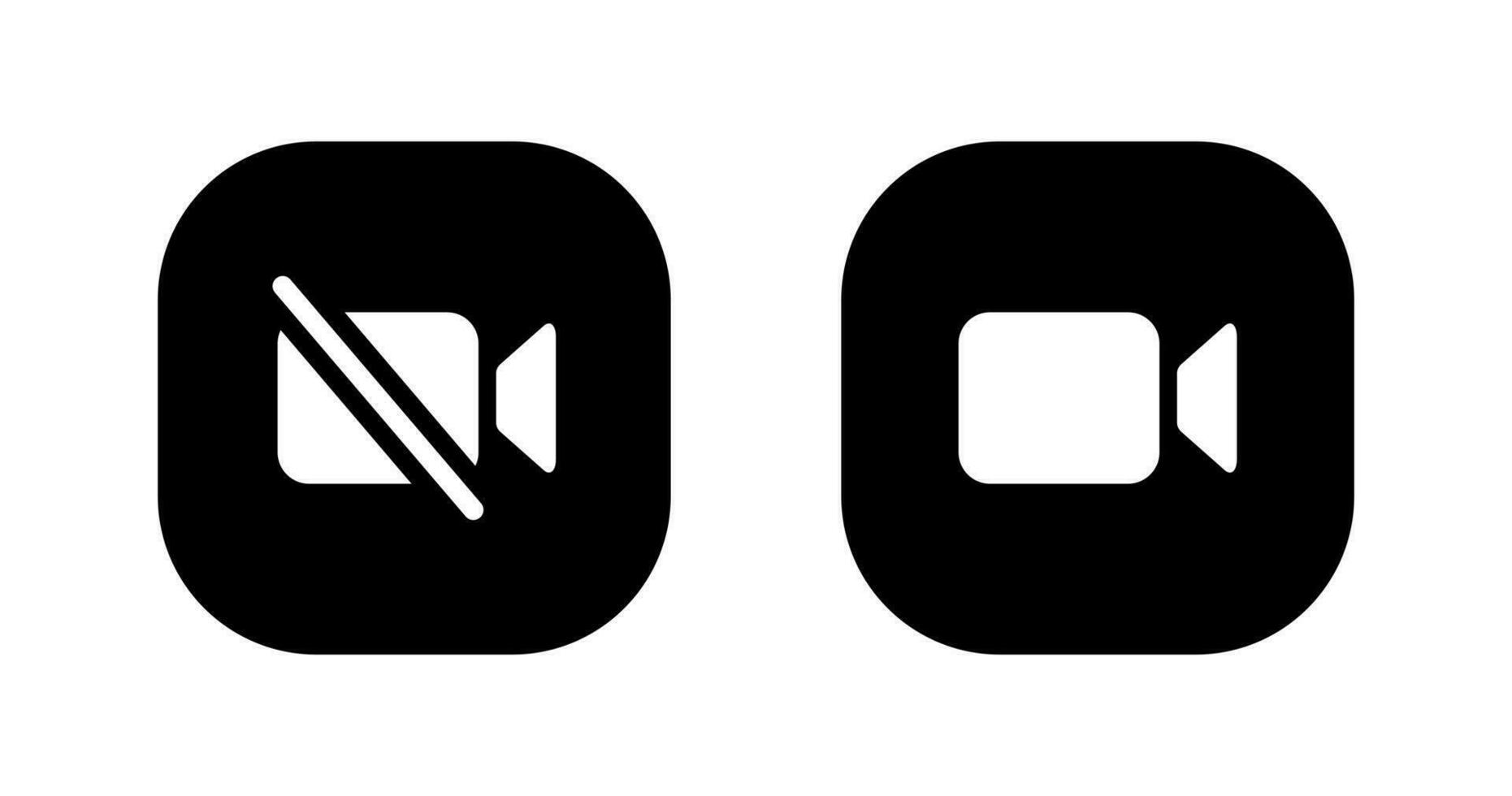 Off camera, mute video icon vector isolated on square background
