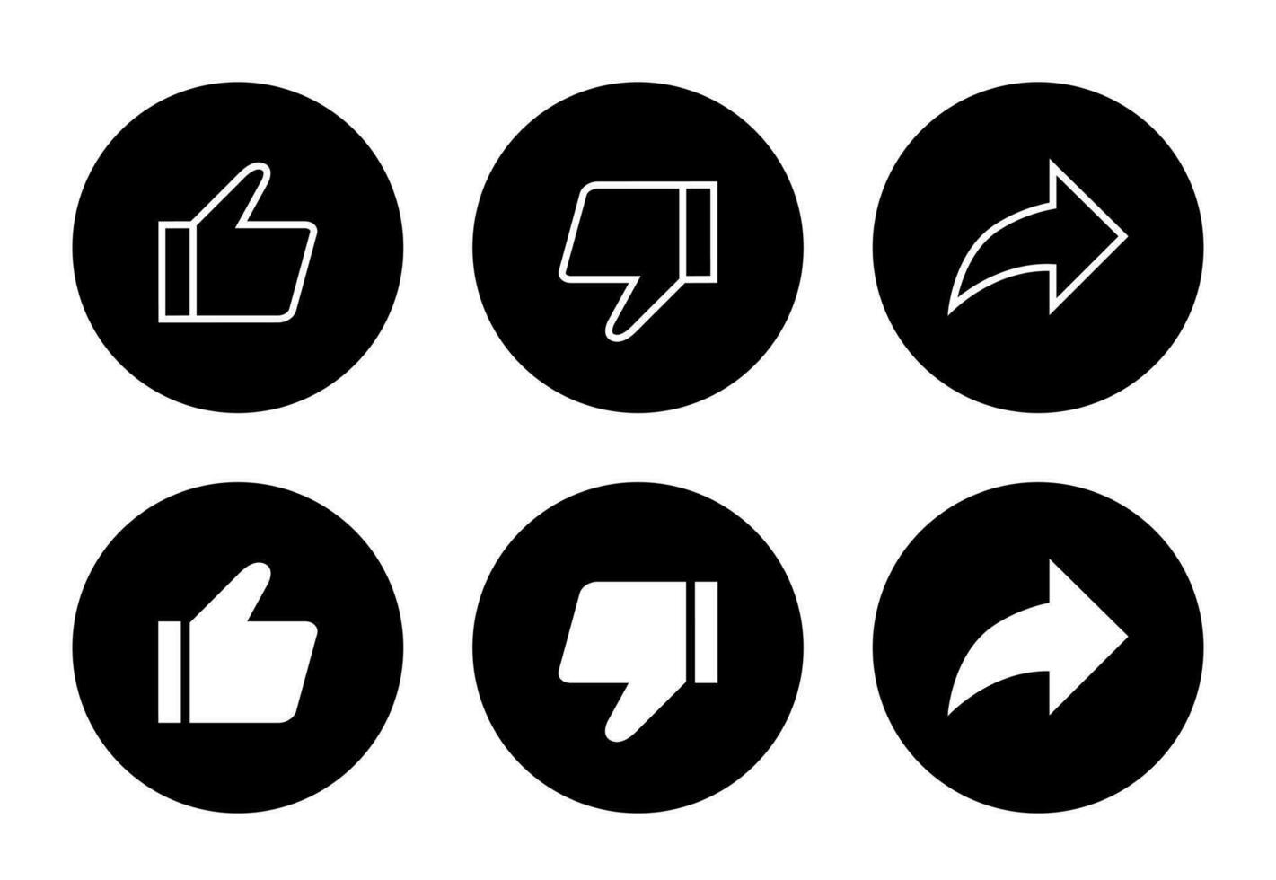 Like, dislike, and share button icon vector. Elements for video streaming app vector