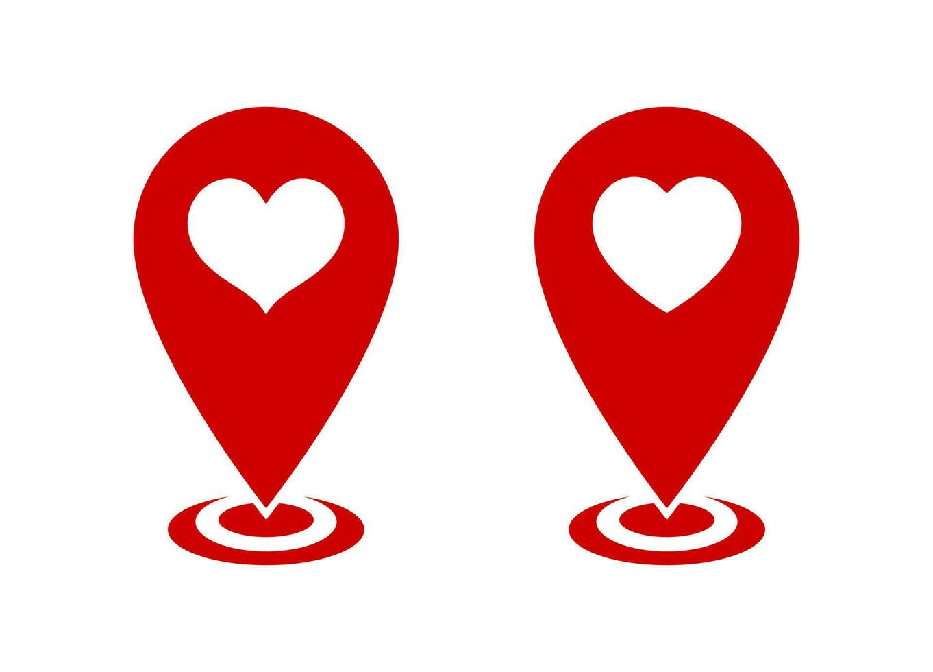 corazón, amor ubicación alfiler icono vector en plano estilo