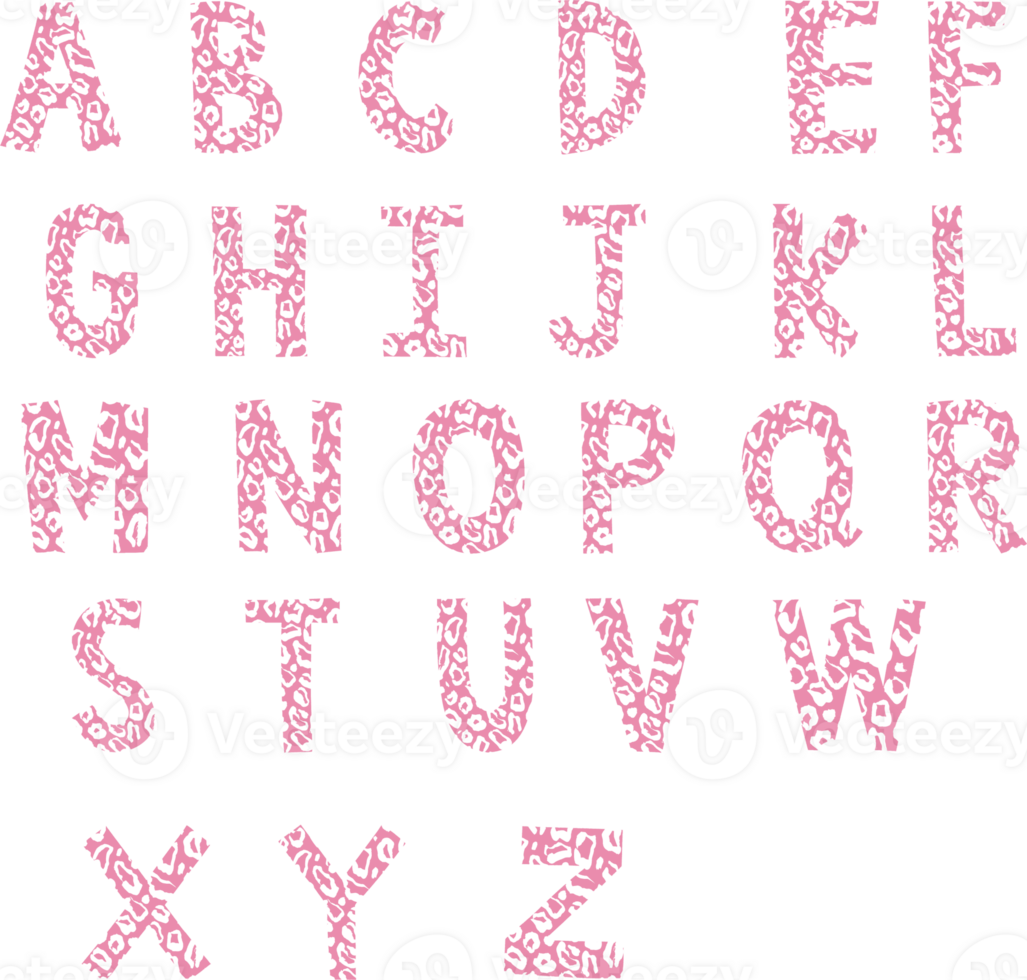 Alphabet pink leopard background pattern. png