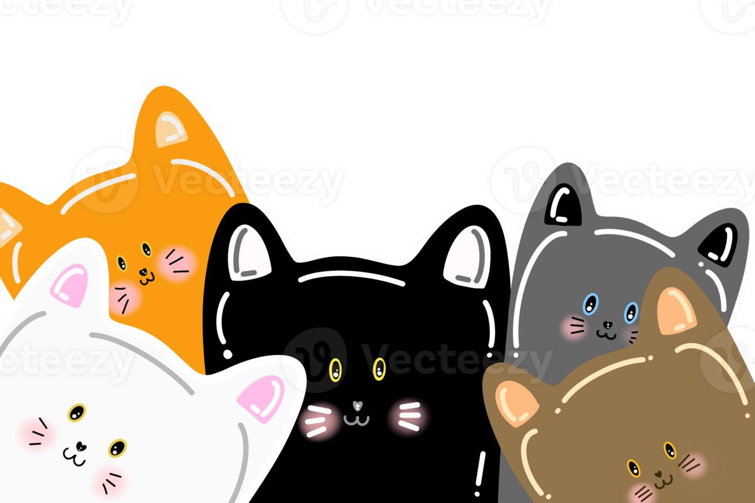 A gang of 5 lovely cats. png