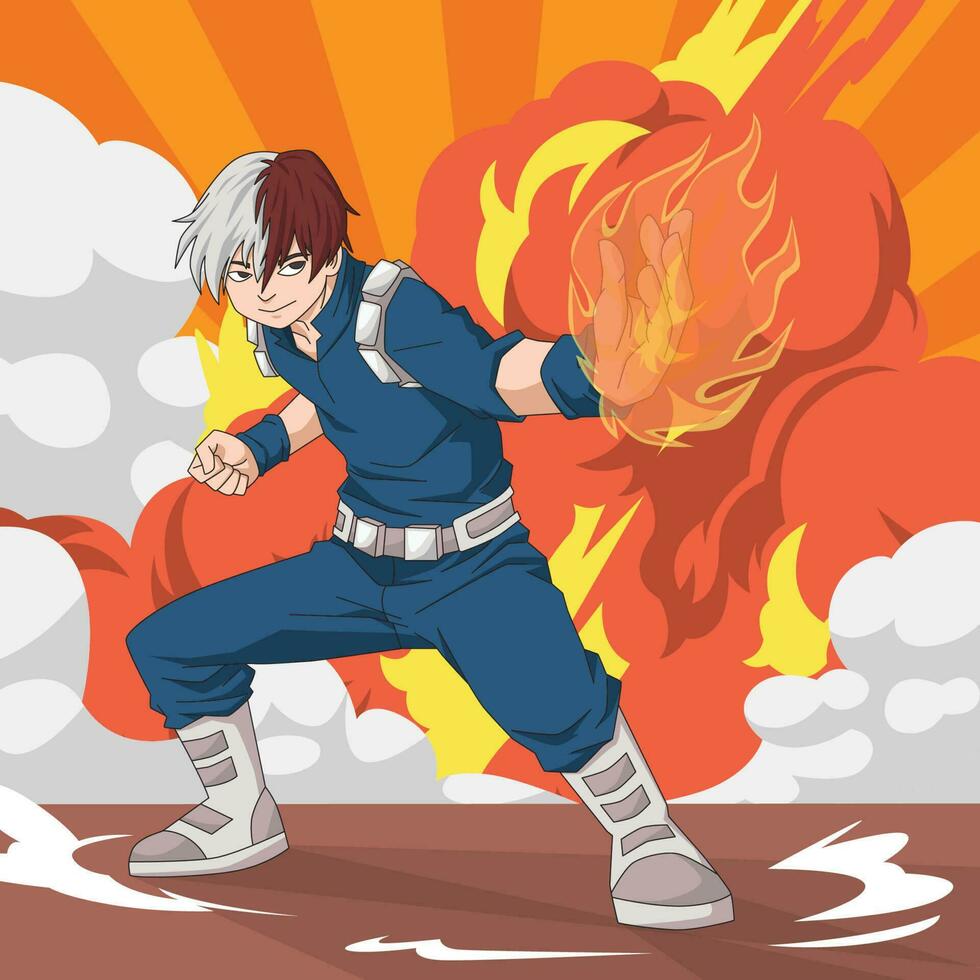 A Boy With Flame On His Hand vector