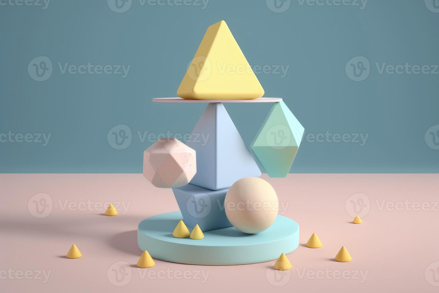 Balance concept. Illustration of colored geometric shapes in 3d style. photo