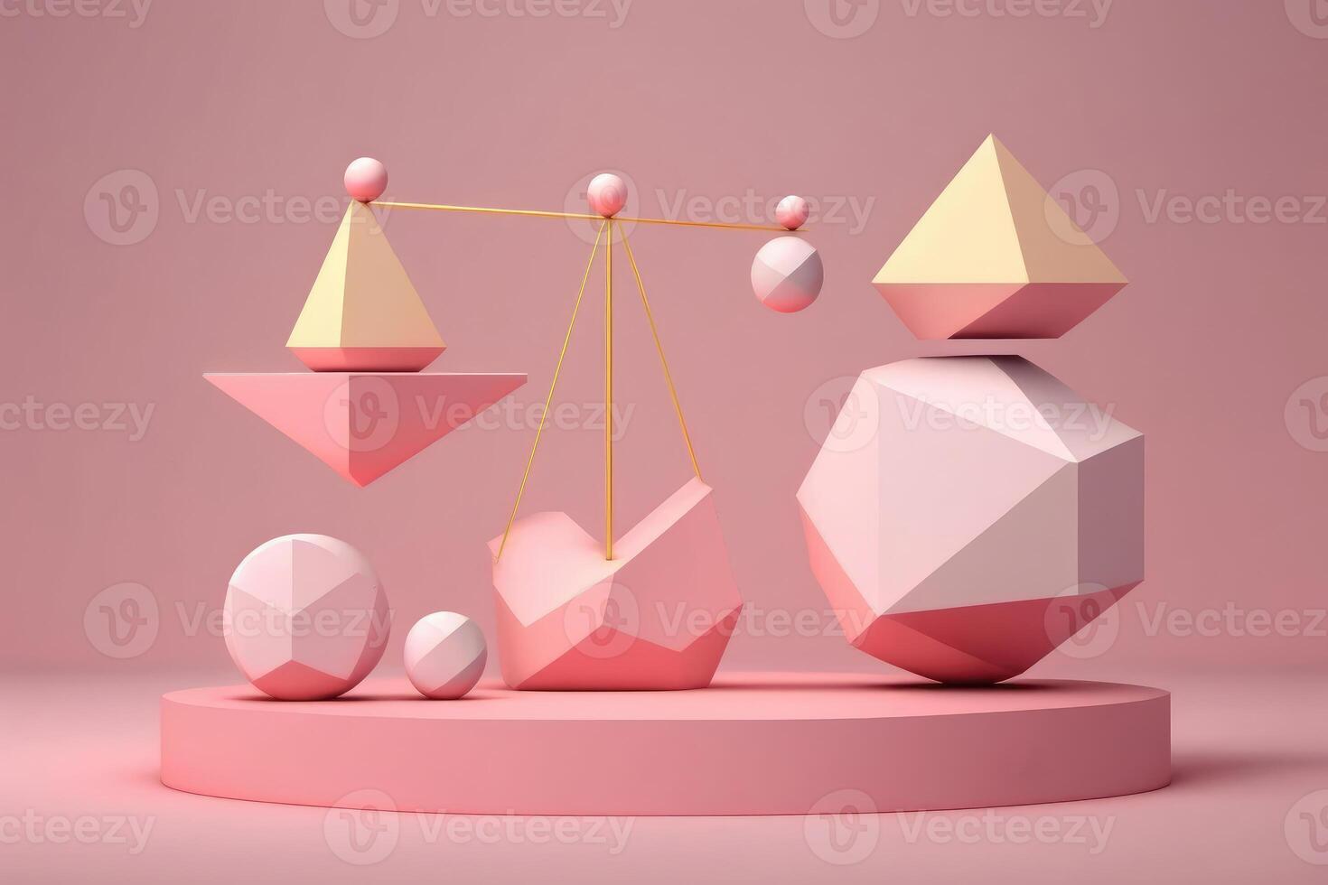 Balance concept. Illustration of colored geometric shapes in 3d style. photo