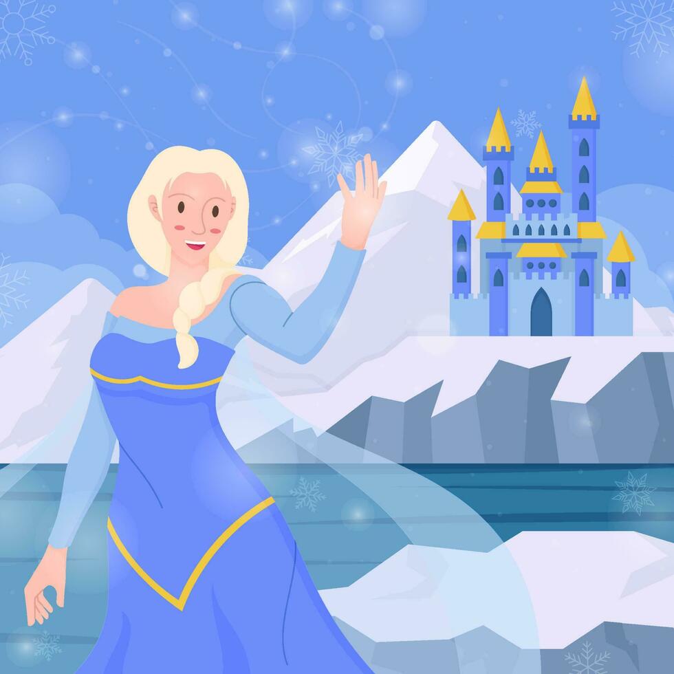 nieve princesa en invierno paisaje concepto vector