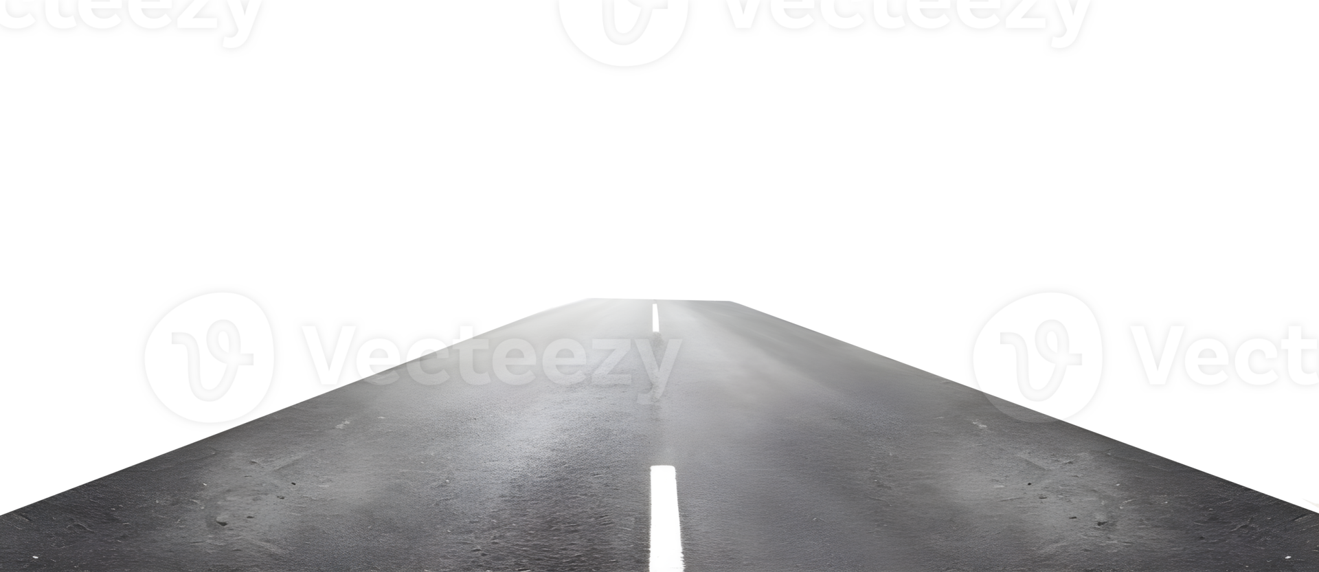 A straight road stretching into the distance on a transparent background. png