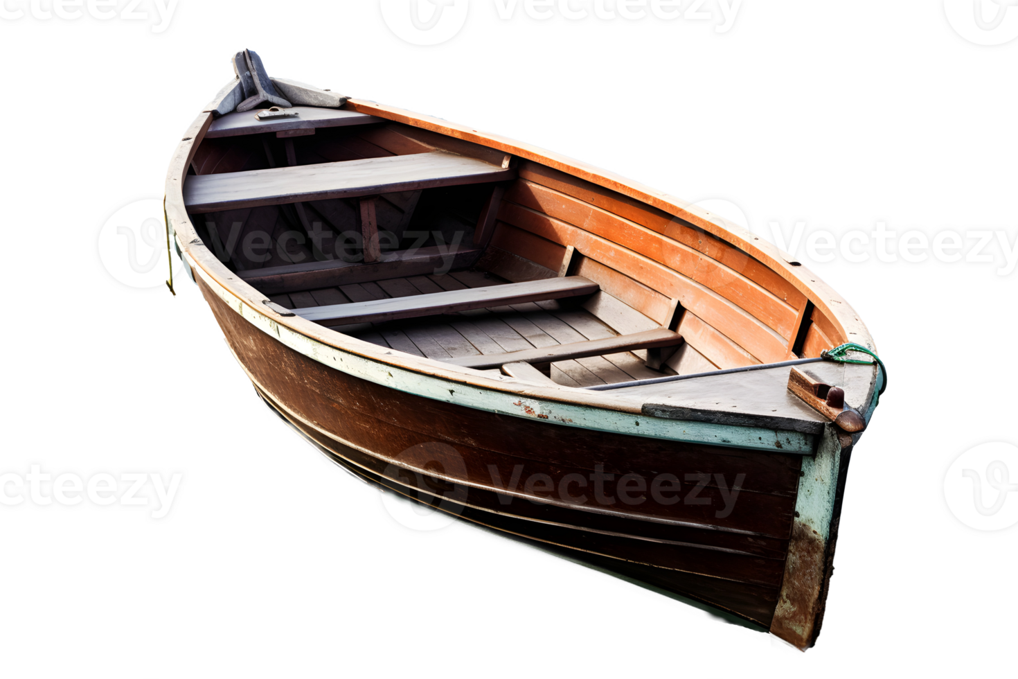 A wooden boat floating on a clear, transparent background, 24073570 PNG