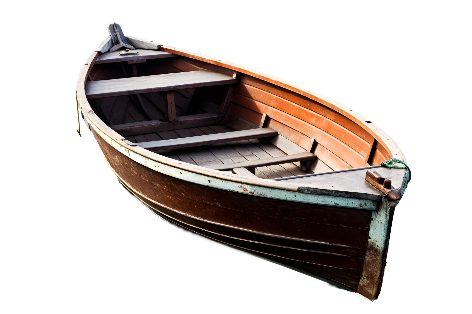 A wooden boat floating on a clear, transparent background, 24073570 PNG