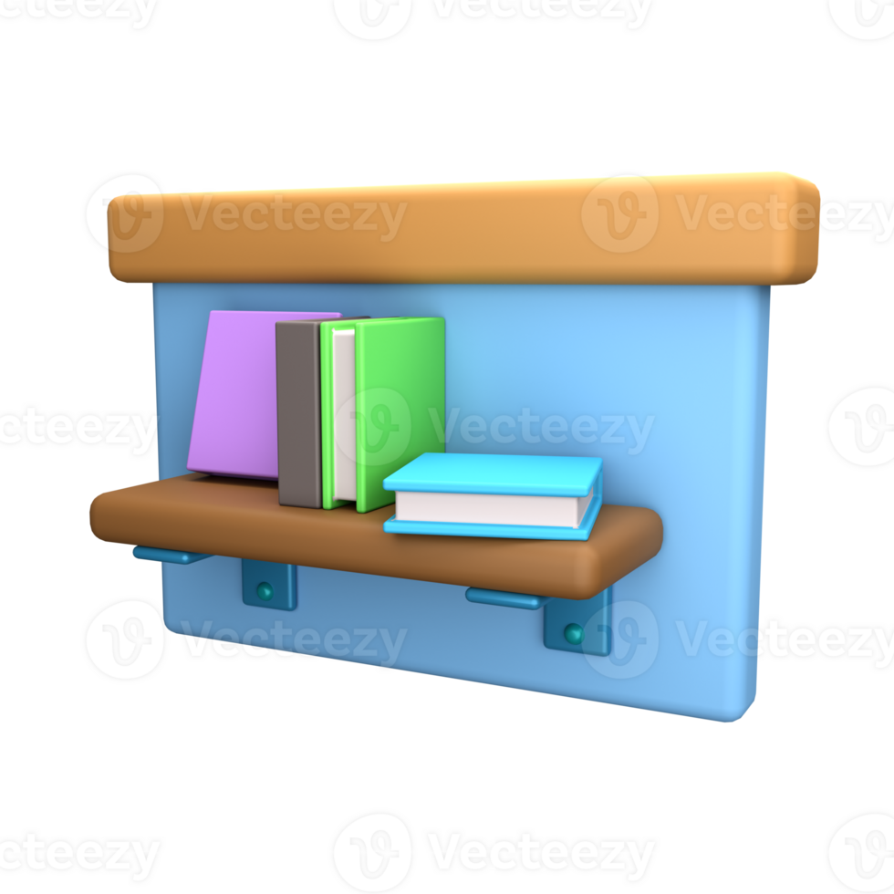 3d icon rendered bookshelf png